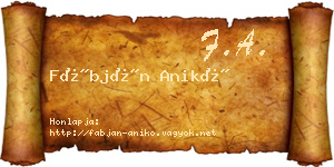 Fábján Anikó névjegykártya